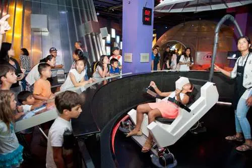 Space Exploration exhibit with jet pack simulator at The Tech Interactive