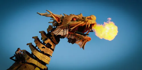 It’s hard to imagine a creature that breathes fire, but not impossible! (Image by Ltoinel, CC BY 3.0, via Wikimedia Commons).