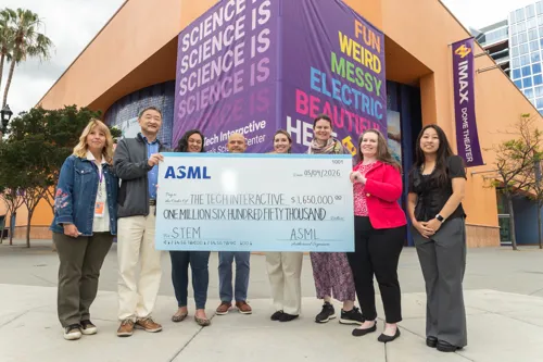 ASML executives present a $1.65 million grant to The Tech Interactive during a May 4, 2026 visit, in support of expanding access to STEM learning for local students.